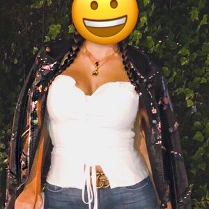 Reformation linen peplum corset top